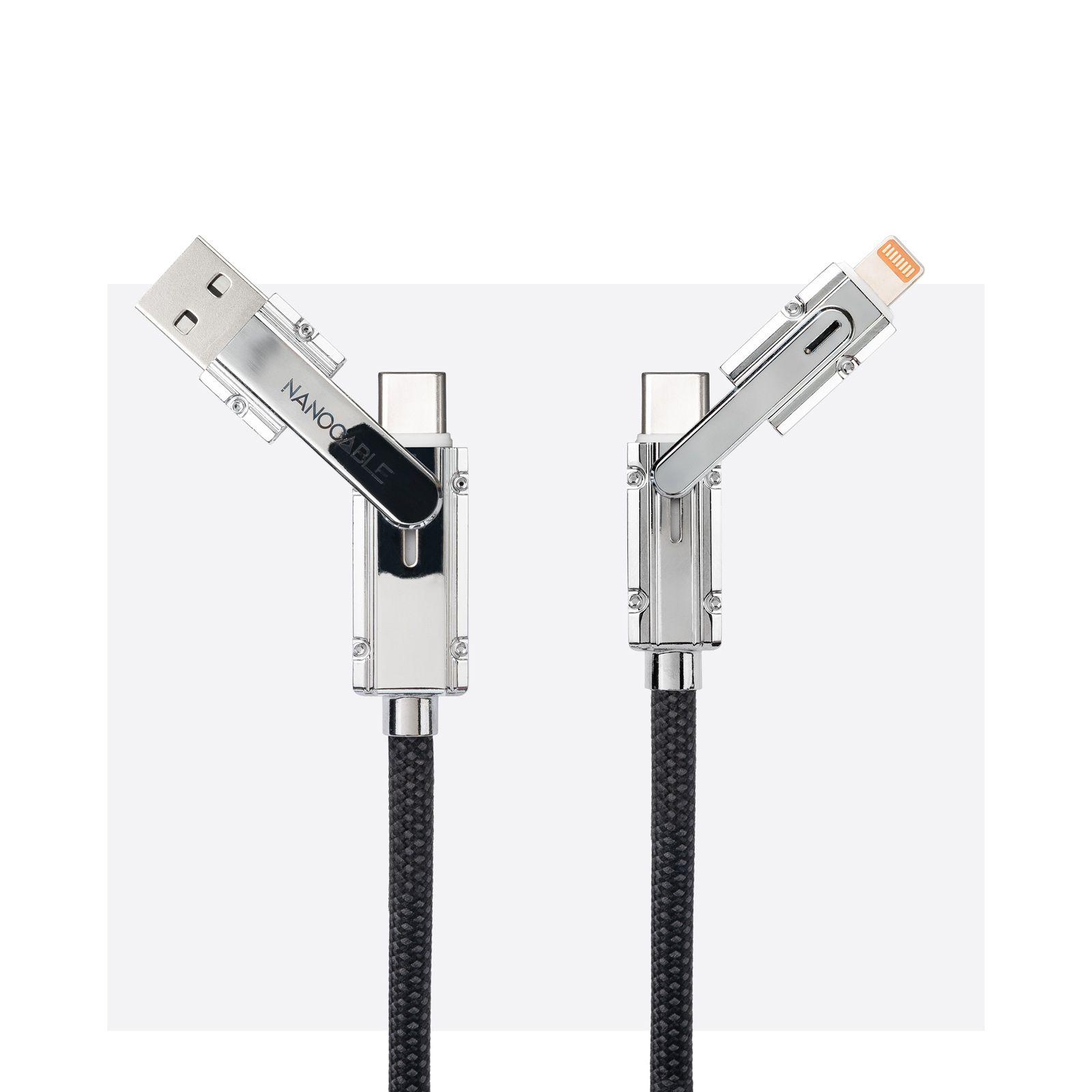 Cabo USB NANOCABLE 10.01.2602 (2 m - USB C/Lightning - USB A/USB C - Preto e Cinzento) — miniatura 2