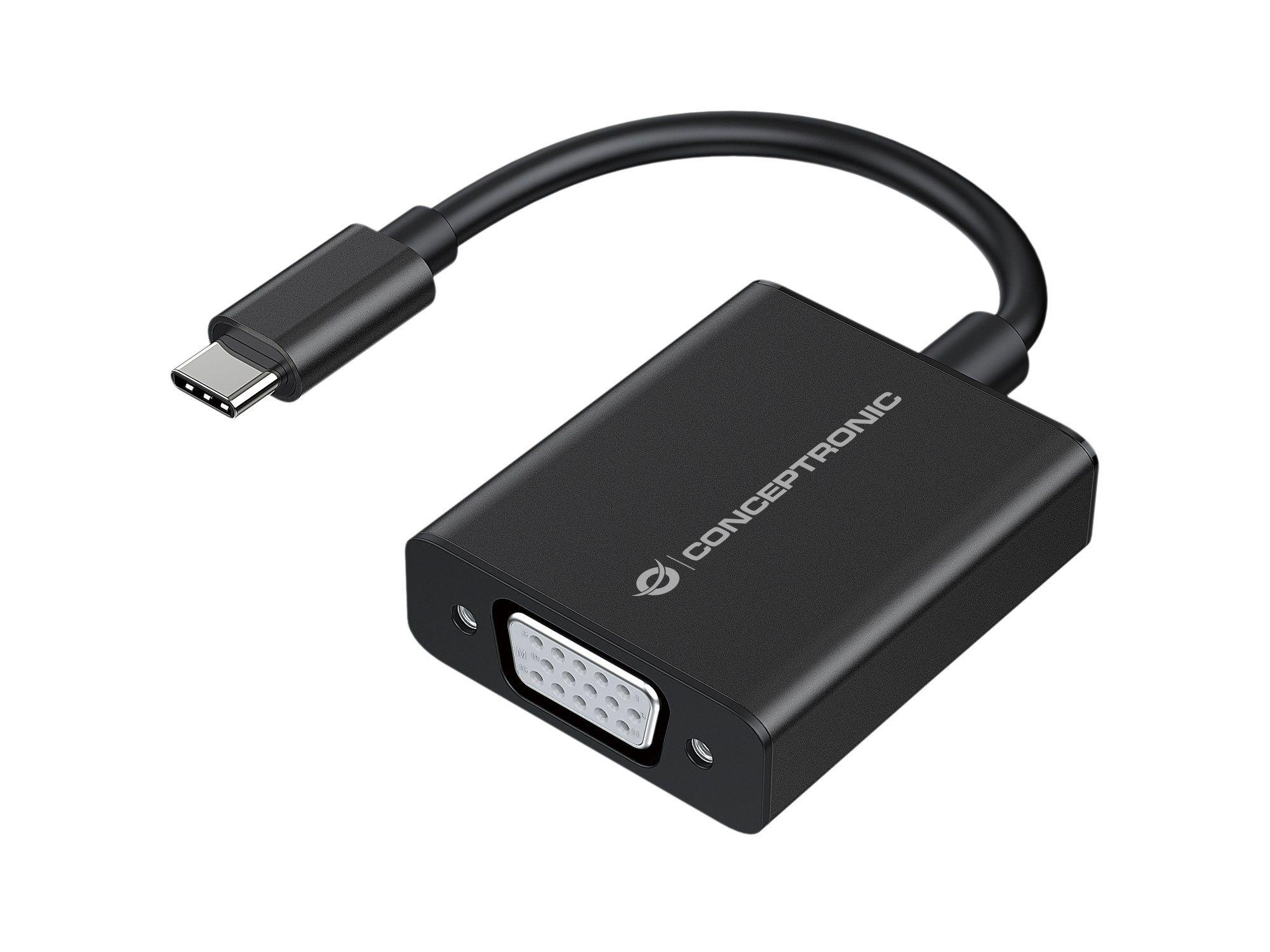 Adaptador USB-C para VGA CONCEPTRONIC ABBY05B (0,108 m - Preto)