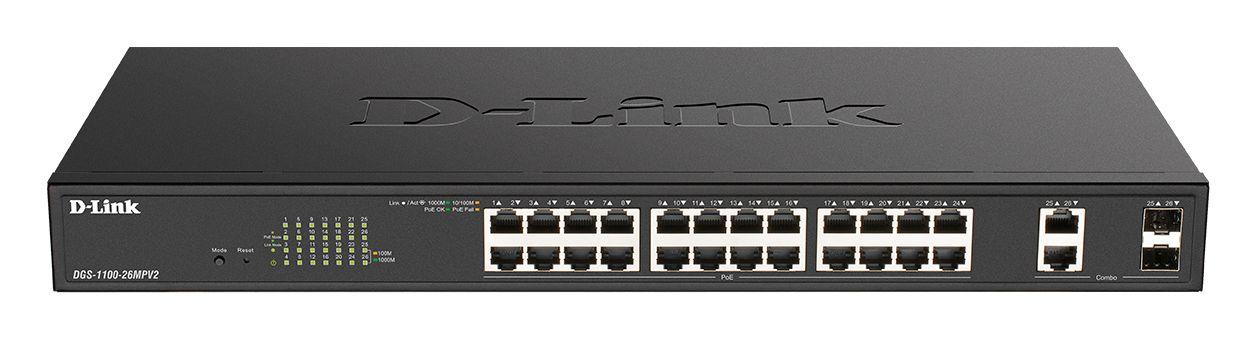 Switch Gerido D-LINK DGS-1100-26MPV2/E (Gigabit Ethernet - 52 Gbit/s - L2 - Preto)