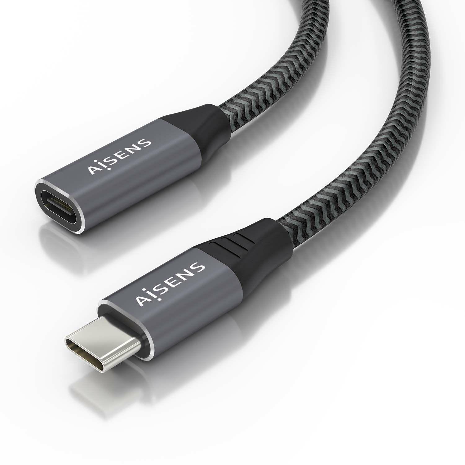 Cabo de Extensão USB-C AISENS A107-0636 (2 m - USB C - Cinzento)