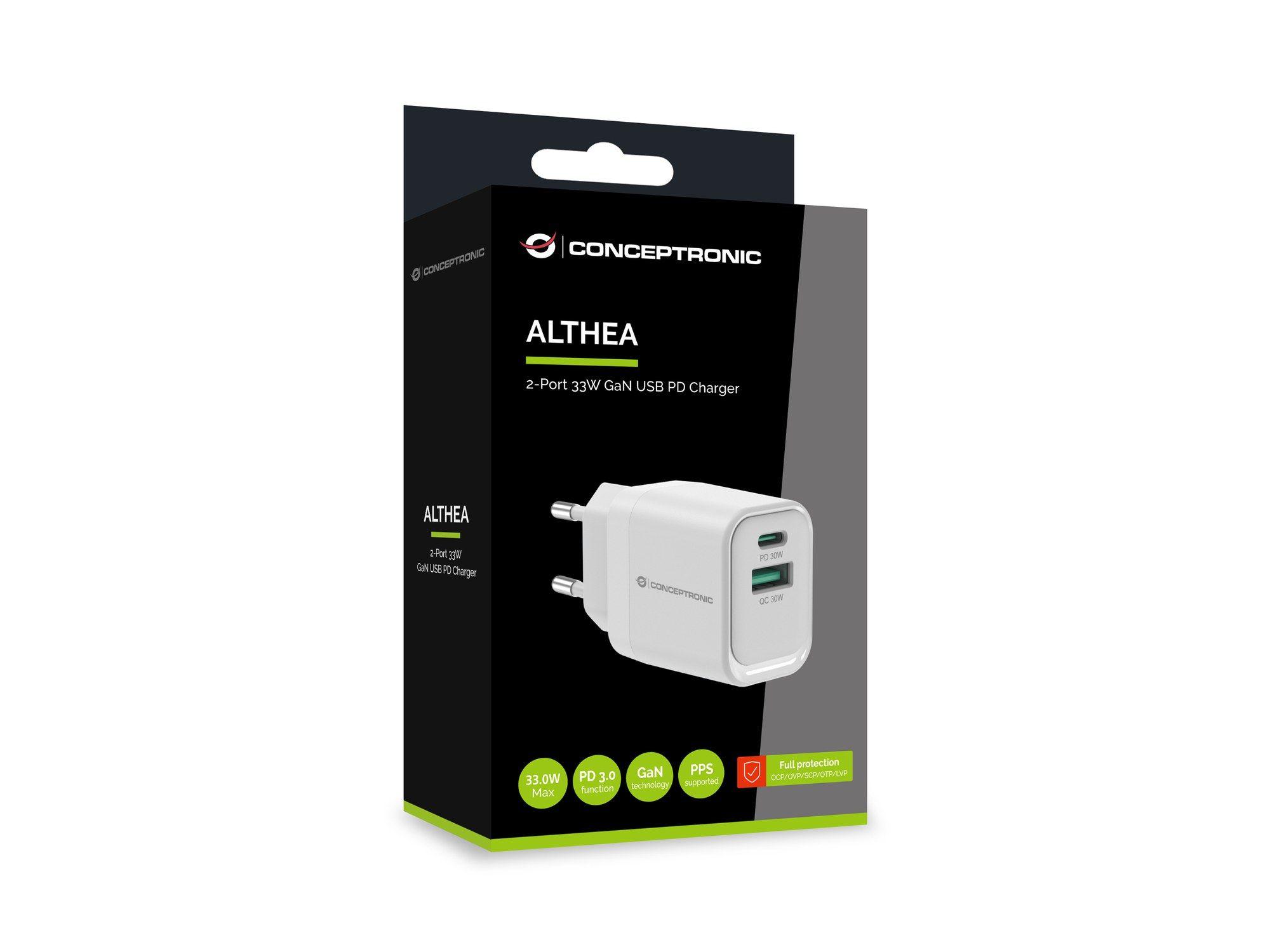 Carregador de Parede CONCEPTRONIC ALTHEA19W33 (1x USB Tipo-C, 1x USB Tipo-A - SmartphonesTablets - AC - Branco), miniatura 5