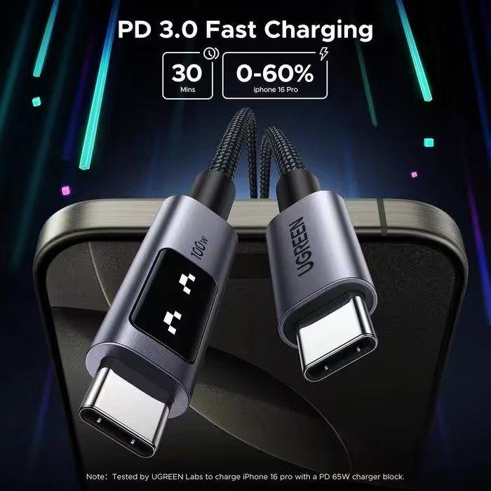 Cabo USB-C UGREEN Uno L509 (2 m - USB-C - Preto) — miniatura 6