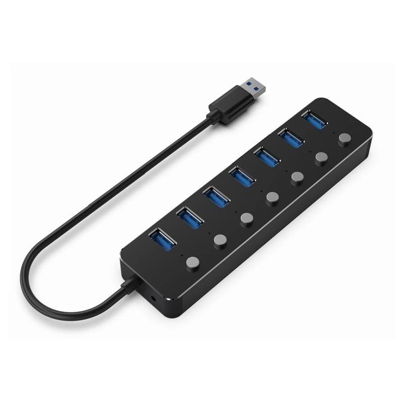 Hub USB GEMBIRD UHB-U3P7P-01 (0,24 m - Preto)
