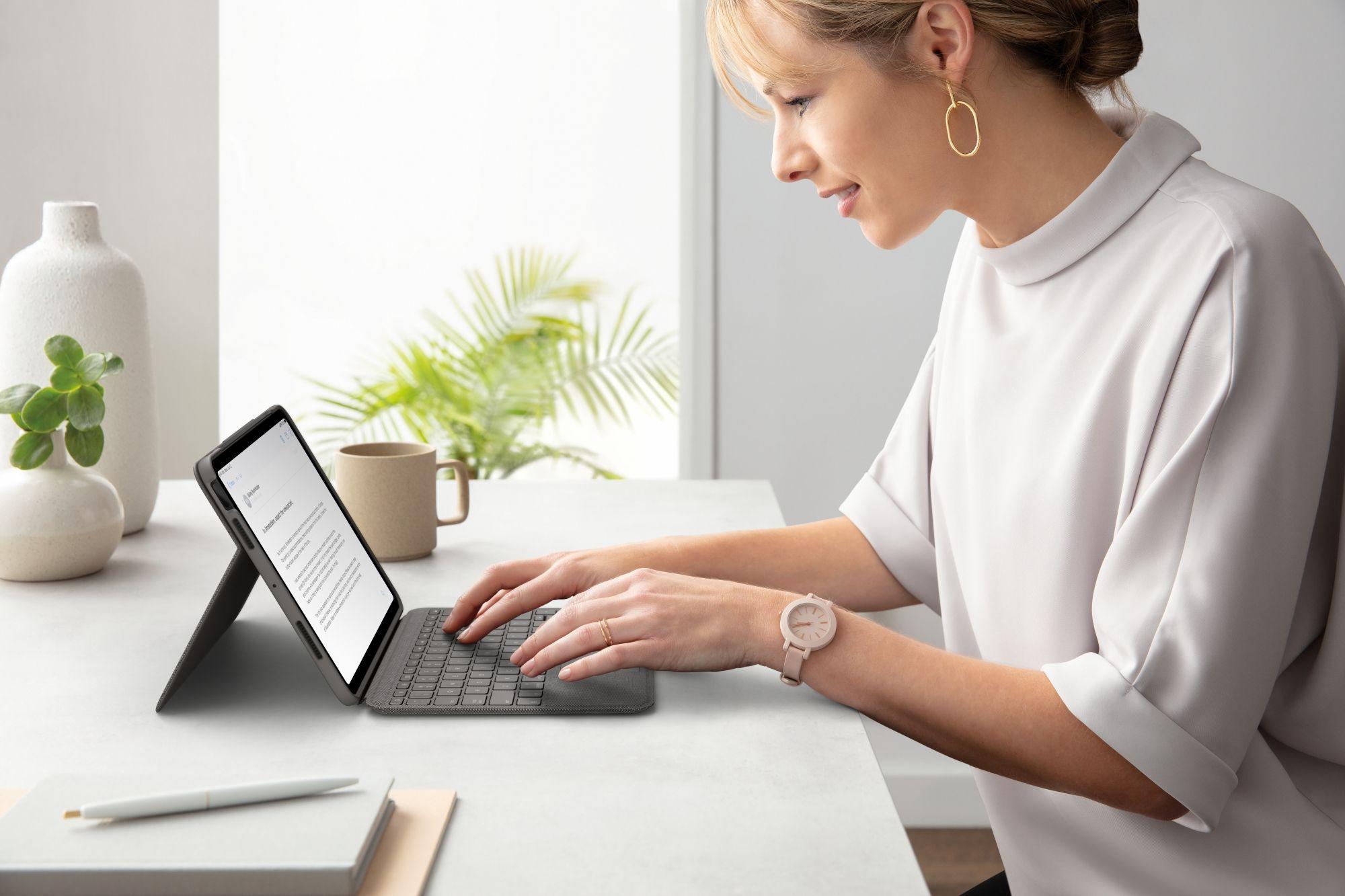 Teclado LOGITECH Folio Touch (Francês - Smart Connector - Sem fios - Cinzento), miniatura 12