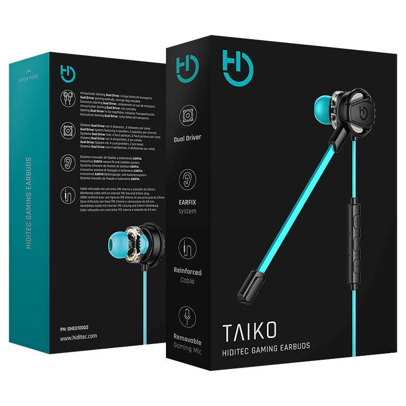 Auscultadores HIDITEC Taiko (Binaural - Com fios - Intra-aural - Preto e Turquesa), miniatura 6
