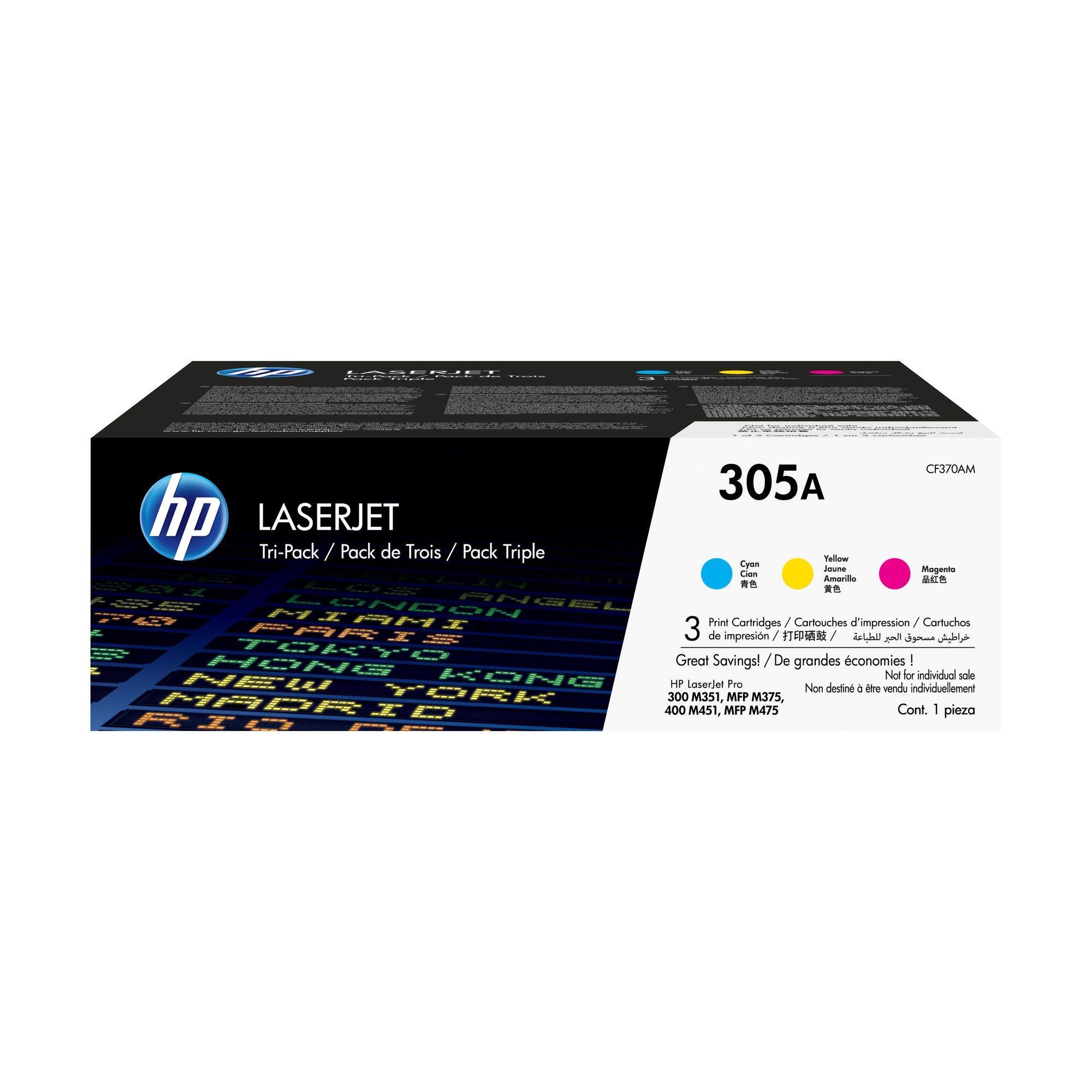 Toner HP 305A CF370AM (2600 páginas - Ciano, Magenta e Amarelo)