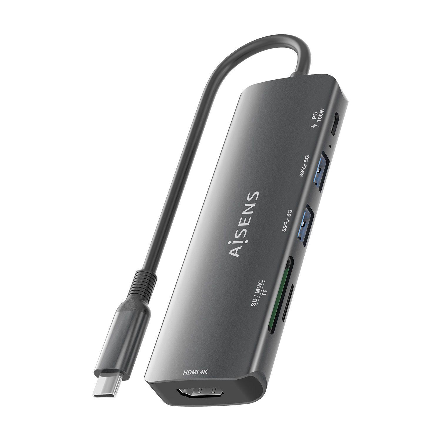 Hub USB-C AISENS ASUC-6P023-GR (0,15 m - Cinzento), miniatura 8
