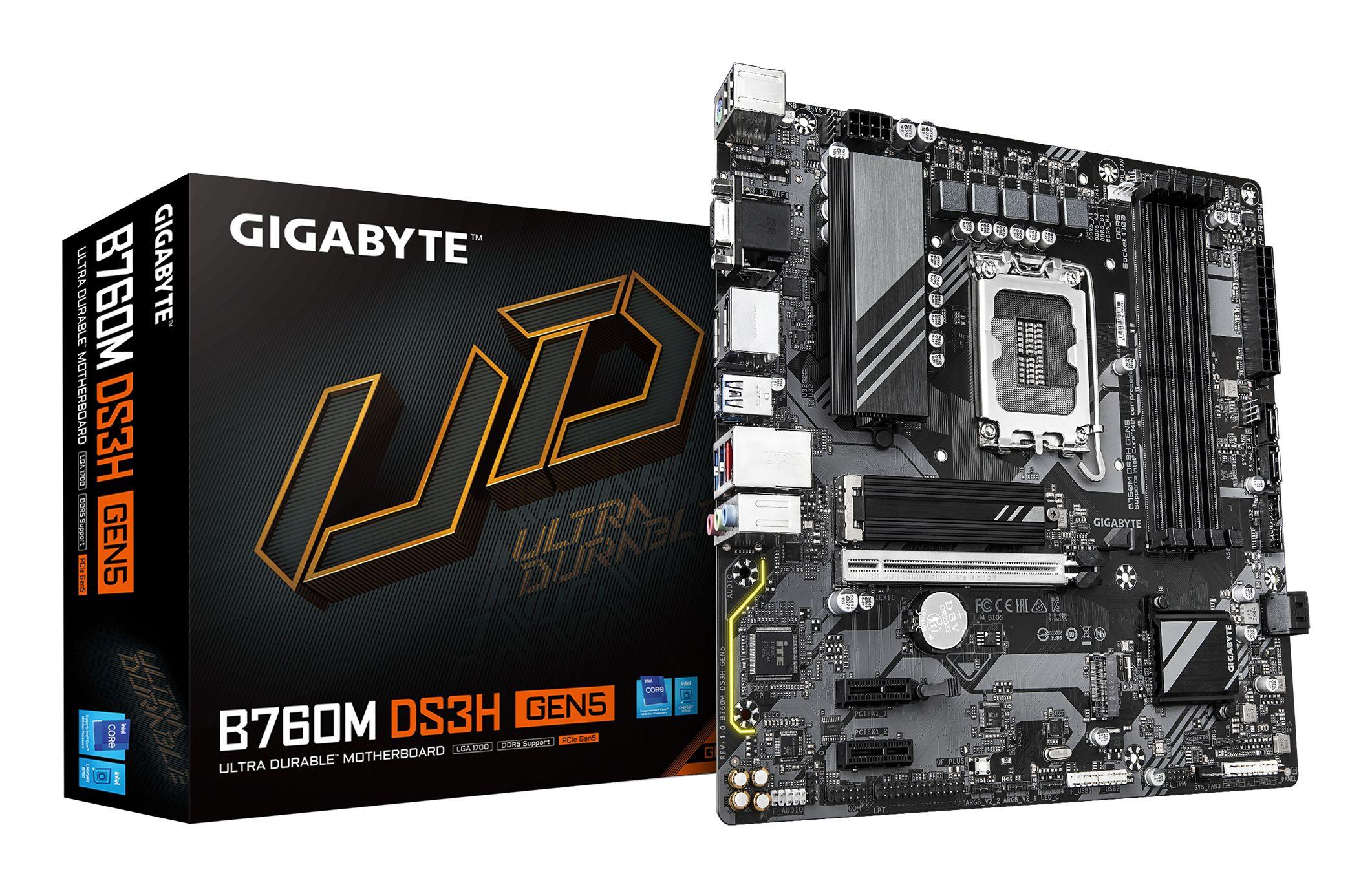 Placa Base GIGABYTE B760M DS3H GEN5 (LGA 1700 - micro ATX - Duplo canal - Castanho Escuro)