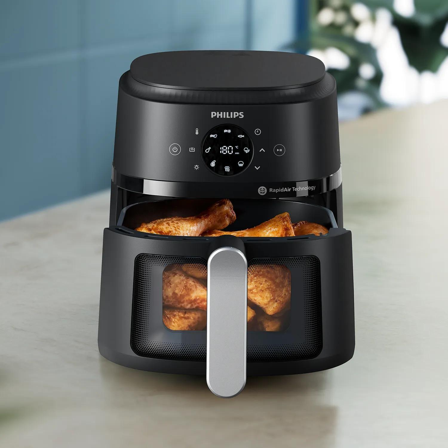 Fritadeira a Ar Quente PHILIPS Airfryer NA221/00 (1500 W - 200 °C - 60 °C - Preto e Prateado), miniatura 6