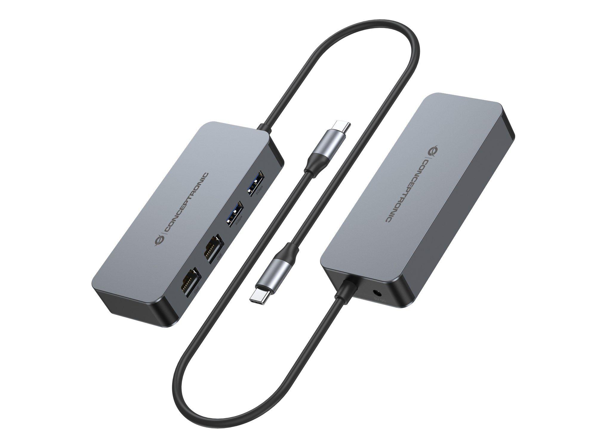Hub USB-C CONCEPTRONIC ABBY24G (0,3 m - Cinzento) — miniatura 3