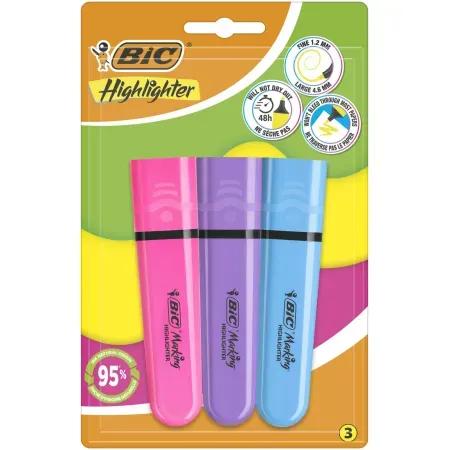 Marcadores Fluorescentes BIC Marking Flat 302807 (127 x 204 mm - Azul, Roxo e Rosa), miniatura 2