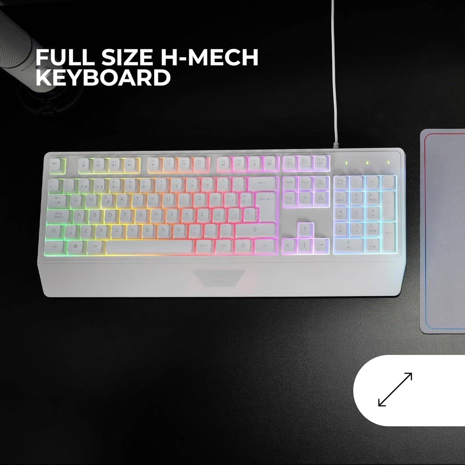 Teclado MARS GAMING MK124 (Português - Mecânico - Tamanho completo - Branco) — miniatura 3