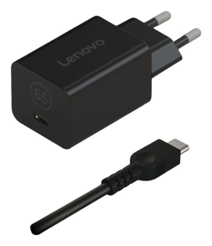 Carregador de Tomada USB-C LENOVO 40AWGN65EU Nano GaN (1 porta USB-C - AC - Preto)