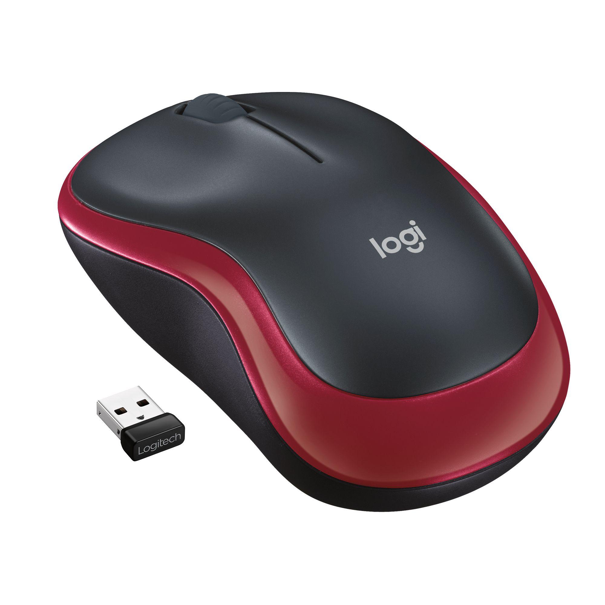 Rato LOGITECH M185 (Ambidestro - 1000 DPI - Ótico - Vermelho)