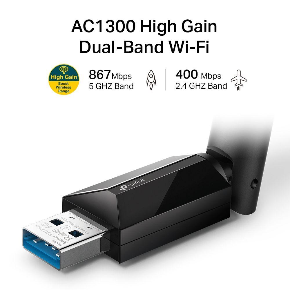Adaptador USB Wi-Fi TP-LINK Archer T3U Plus (Wi-Fi 5 - Até 1300 Mbit/s - Dual-band - Preto) — miniatura 2
