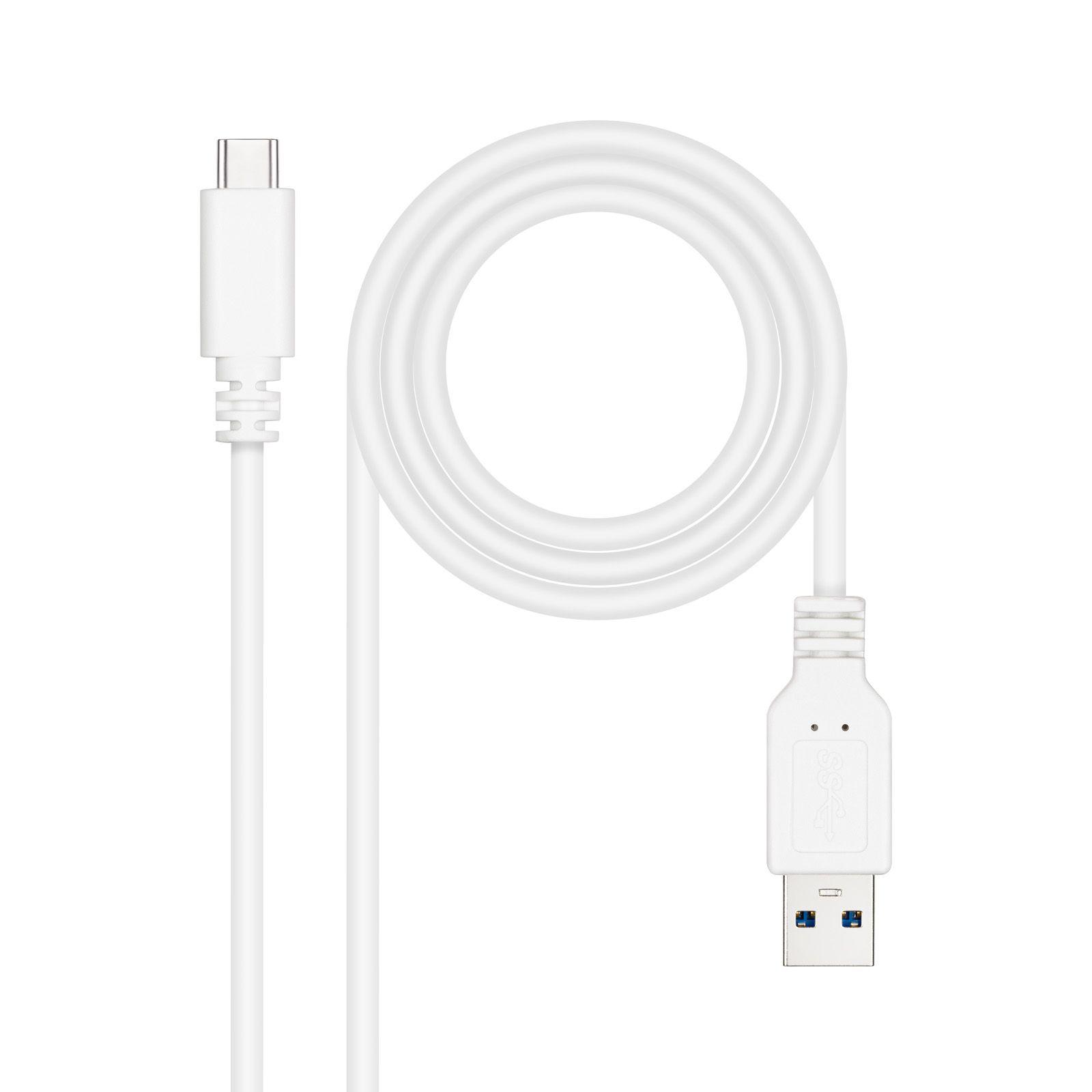 Cabo USB-C para USB-A NANOCABLE 10.01.4001-W (1 m - USB A - USB C - Branco)