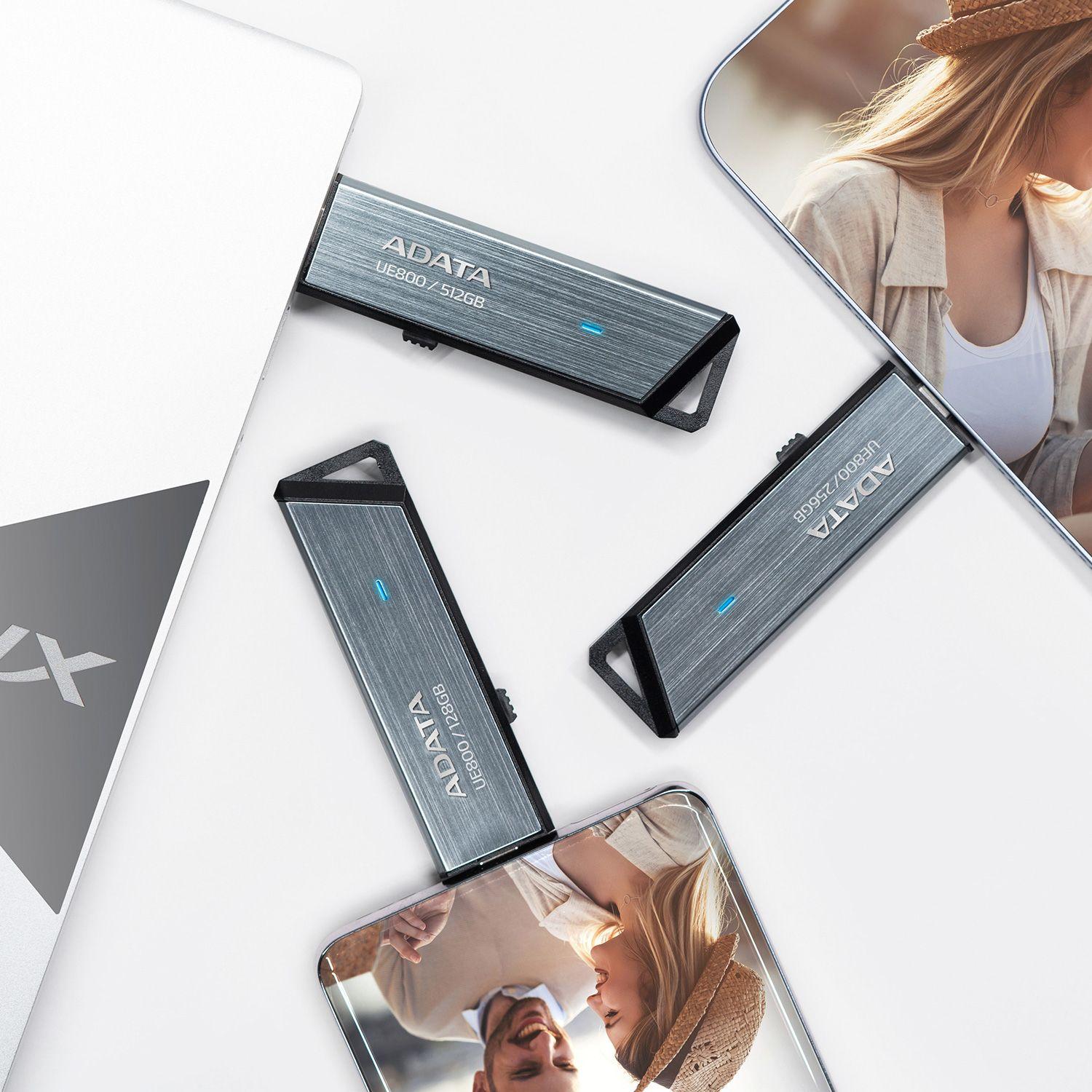 Pen USB ADATA ELITE UE800 (USB Type-C - 3.2 Gen 2 - Deslizante - Prateado), miniatura 6