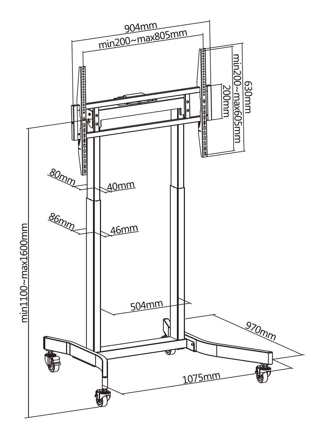 Suporte de Chão Motorizado para TV AISENS FTF100E-271 (55-100" - 120 kg - Preto), miniatura 6