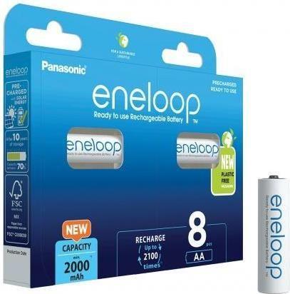 Pilhas Recarregáveis PANASONIC eneloop BK-3MCDE/8BE (8 unidades - AA - 2000 mAh)