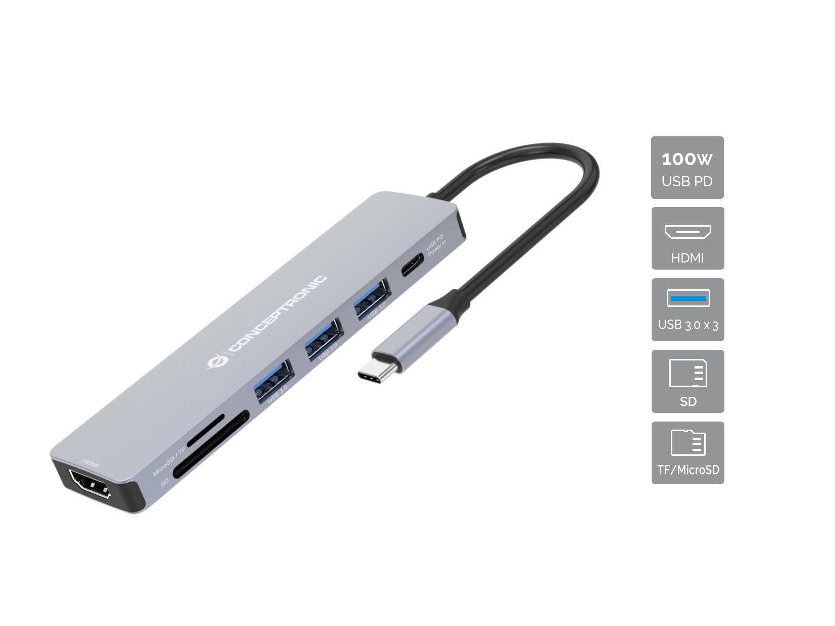 Dock USB-C CONCEPTRONIC DONN19G (0,25 m - Cinzento)