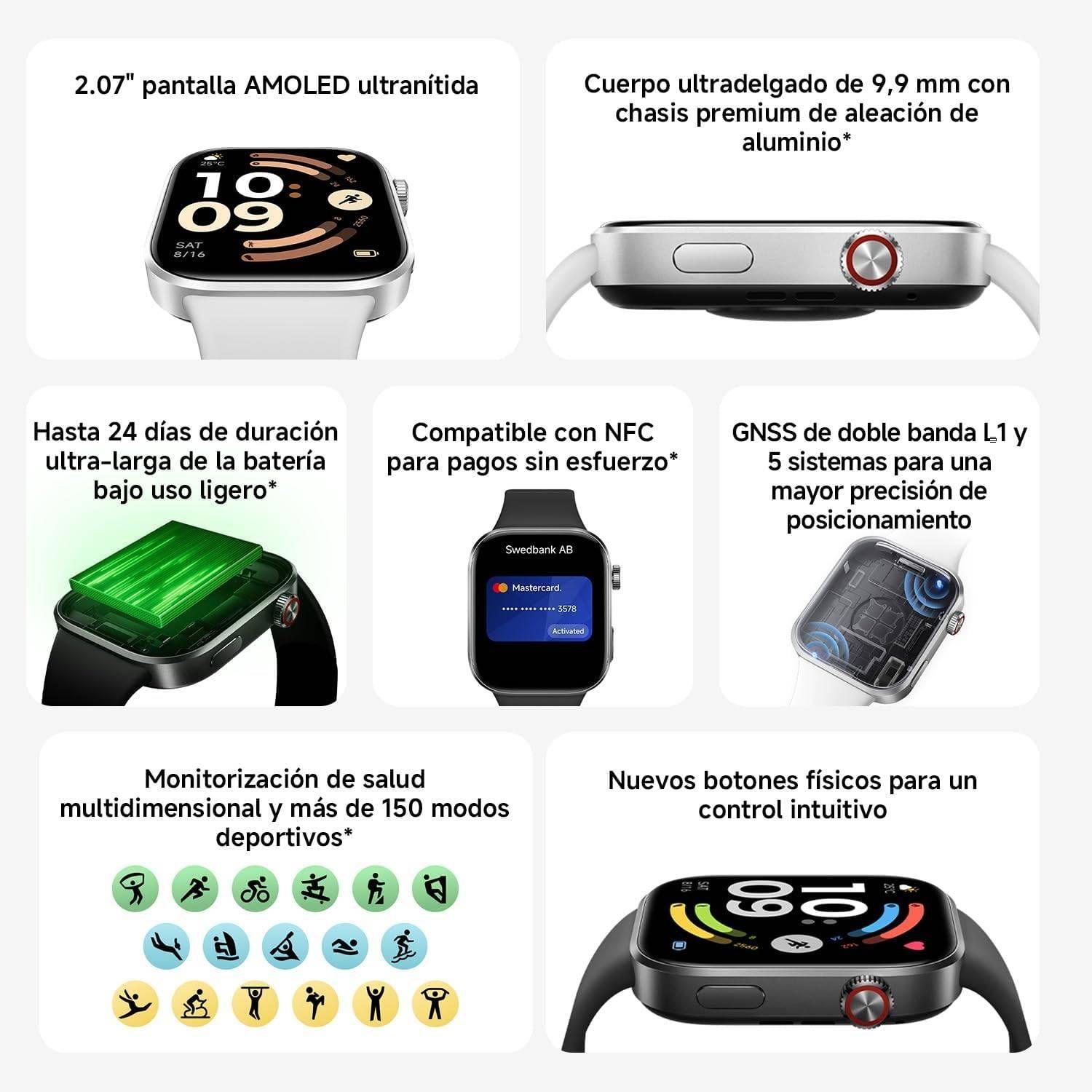 Smartwatch XIAOMI Redmi Watch 6 NFC (AMOLED 2,07" - GPS - Prateado) — miniatura 3