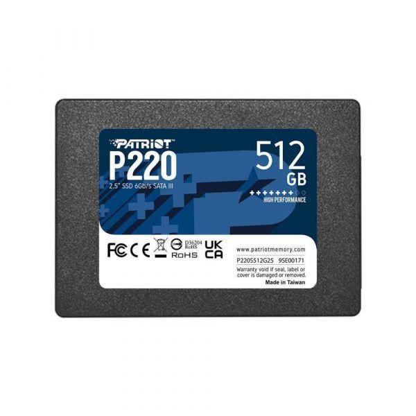 SSD PATRIOT P220 (512 GB - 2,5" - SATA - Preto)