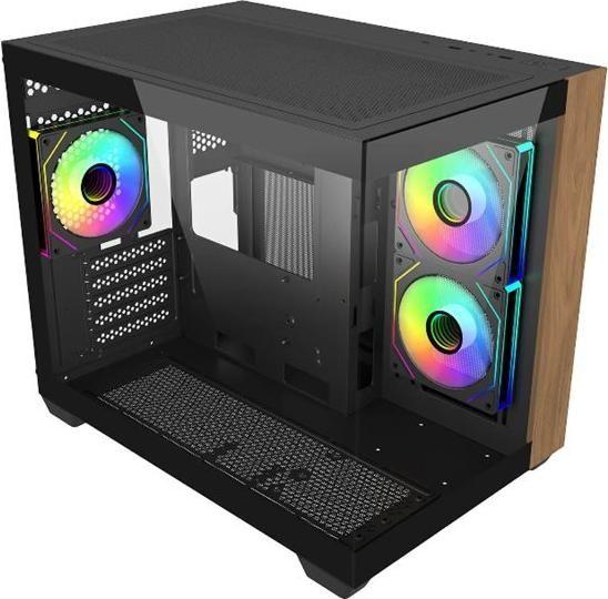 Caixa PC COOLER MASTER Elite 481 Wood (ITX, micro ATX - Mini Tower - Aço, vidro temperado, madeira - Preto)