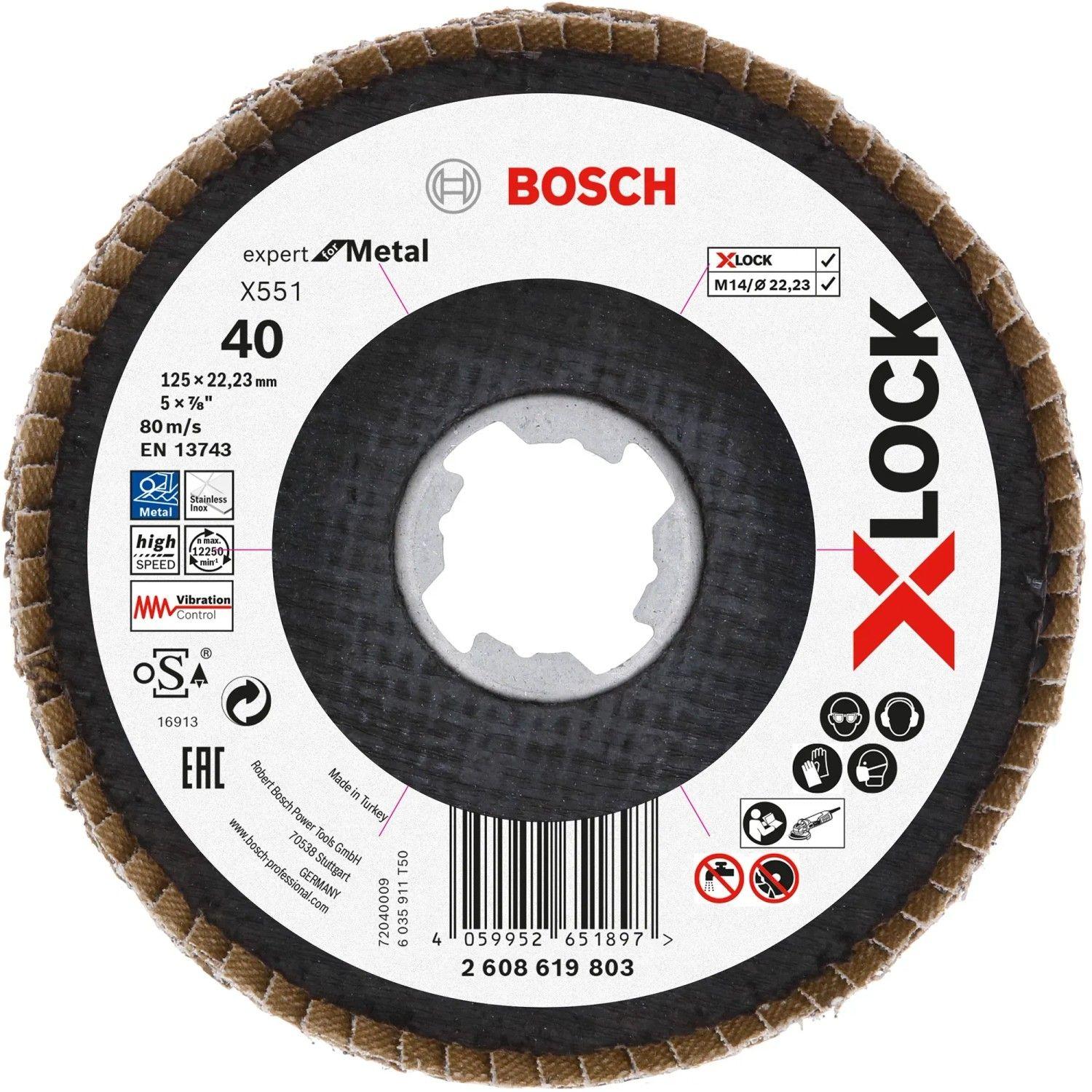 Disco de Lamelas BOSCH X-LOCK X551 Expert for Metal (Ø 125 mm - Grão 40), imagem 1