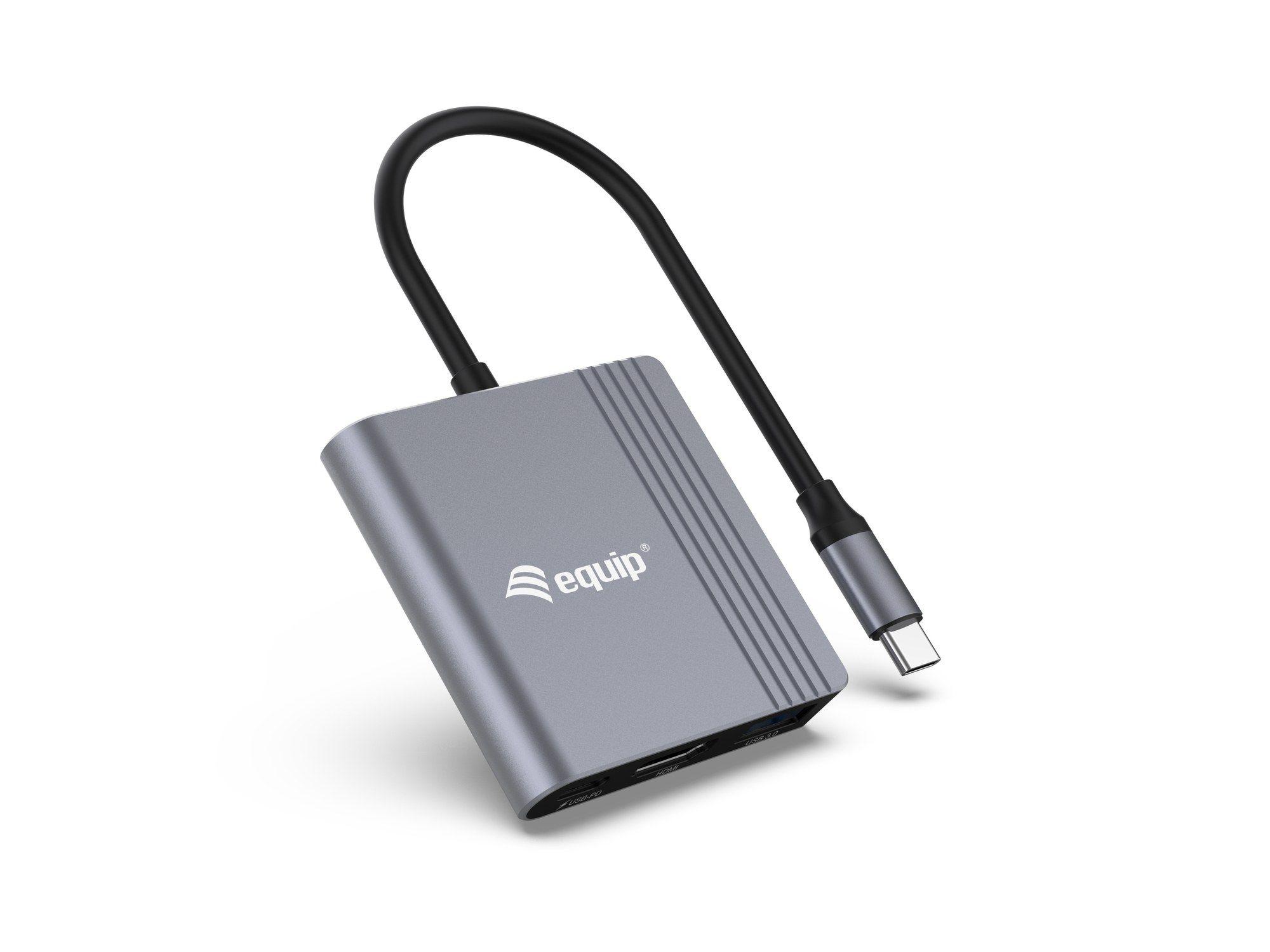 Adaptador USB-C 3 em 1 EQUIP 133488 (0,25 m - Preto e Cinzento), miniatura 3