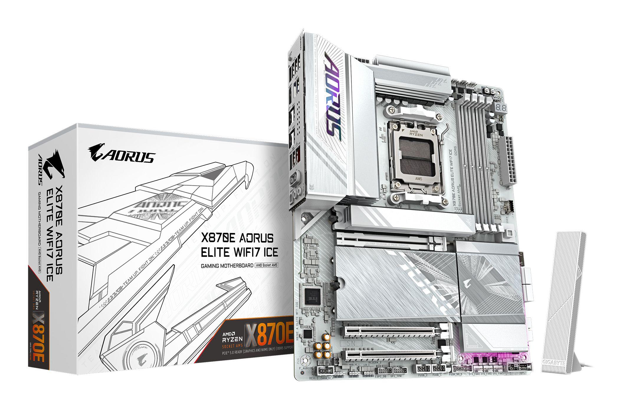 Motherboard GIGABYTE X870E AORUS ELITE WIFI7 ICE (AM5 - ATX - Duplo canal - Branco)
