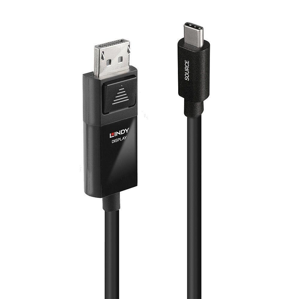 Cabo Adaptador de Vídeo LINDY 43341 (1 m - USB Type-C, macho - DisplayPort, macho - Preto)