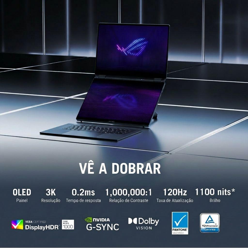 Portátil Gaming ASUS ROG Zephyrus Duo GX651AX-U94B59PB1 (2 x 16" OLED 3K 120 Hz - Core Ultra 9 386H - 64 GB - 2 TB SSD - RTX 5090 - Cinzento) — miniatura 2