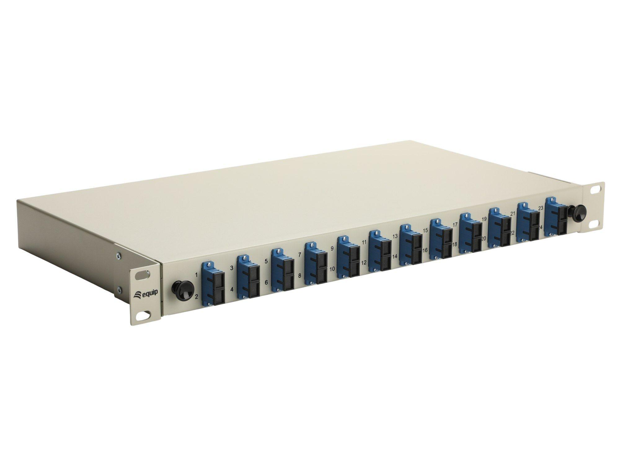 Painel de Fibra Ótica EQUIP 337301 (12 Portas SC Duplex - OS2 - 1U - Cinzento)