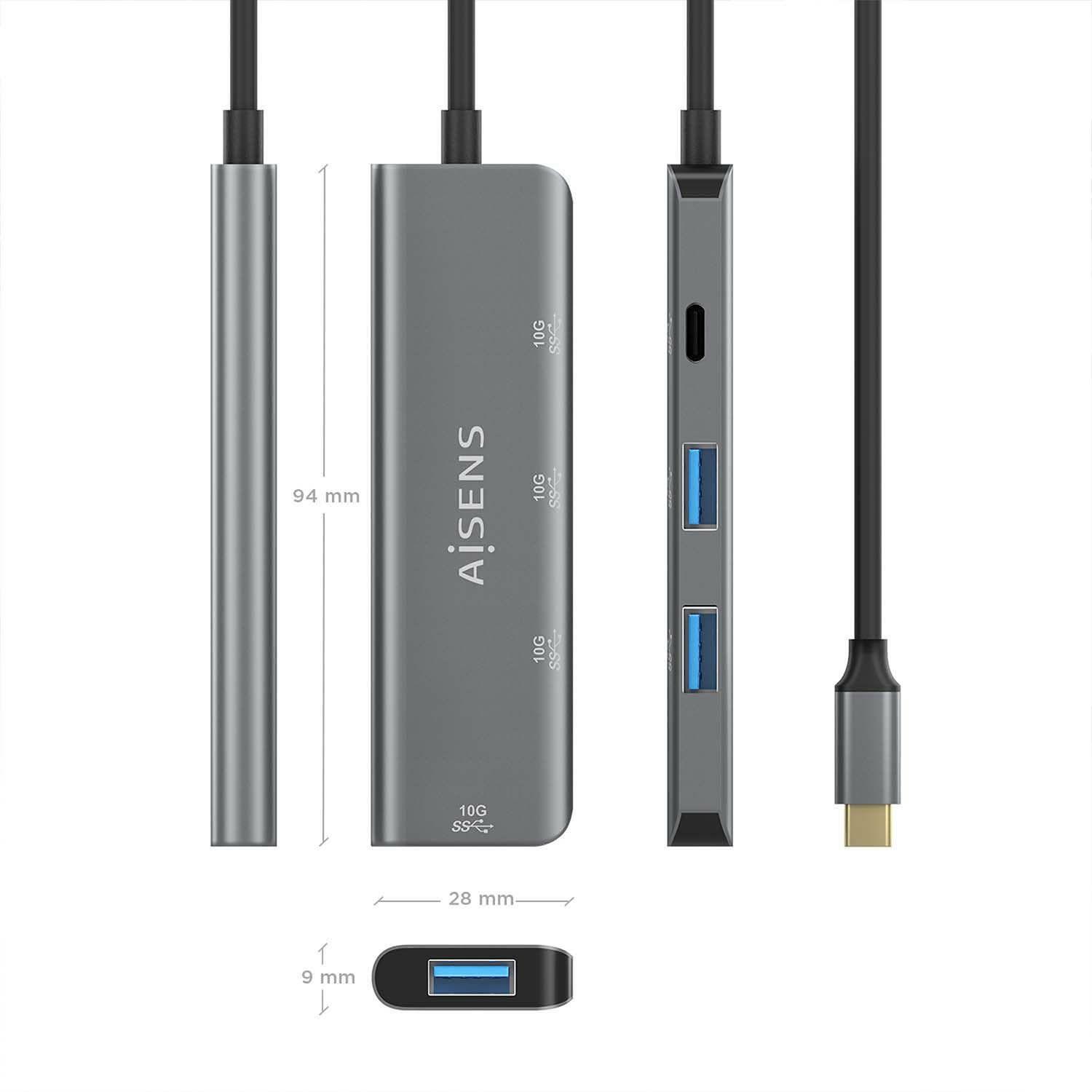 Hub USB-C AISENS A109-0764 (0,15 m - USB 3.2 Gen 2 Tipo C - Cinzento), miniatura 4