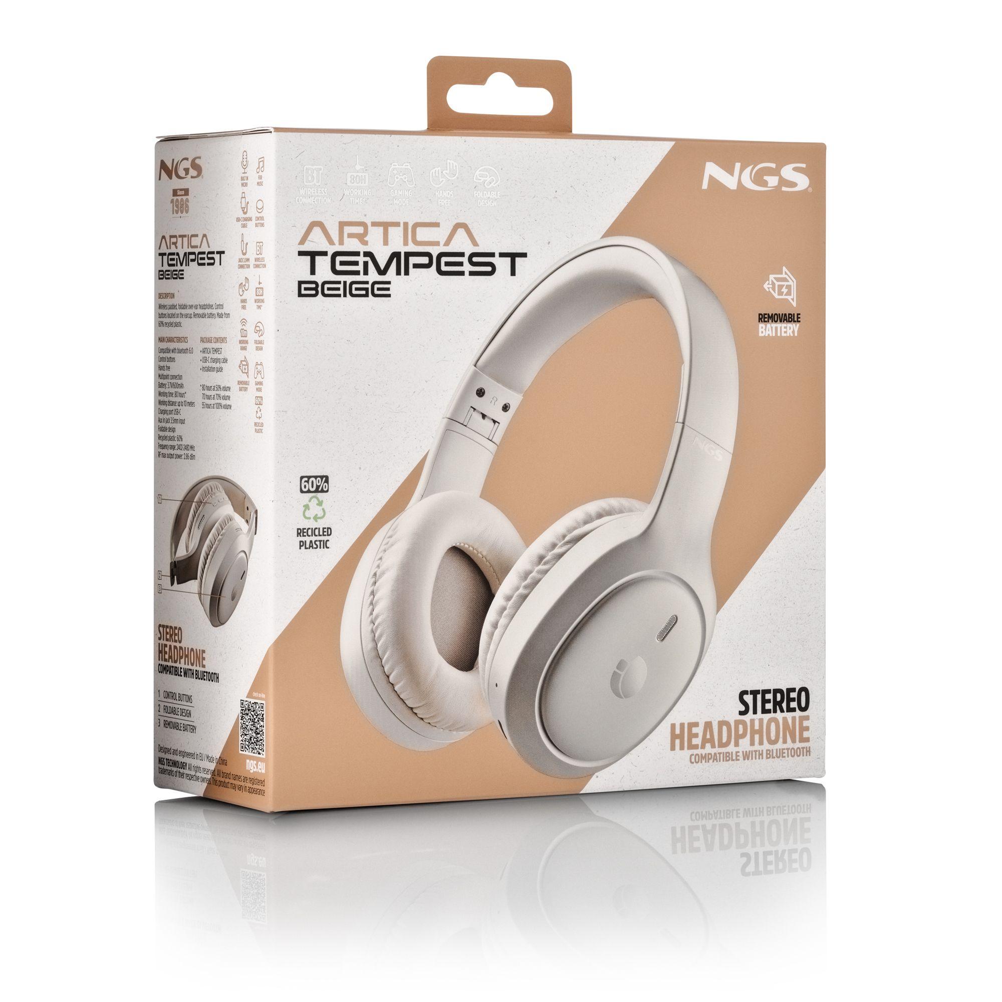 Auscultadores NGS Arctica Tempest (Binaural - Com fios e sem fios - Supra-aural - Bege), miniatura 6