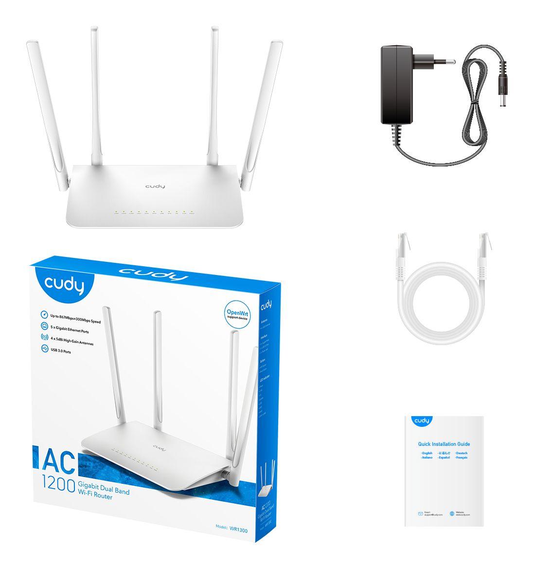 Router CUDY WR1300 (Wi-Fi 5 - 867 Mbit/s - Dual-band - Branco), miniatura 4