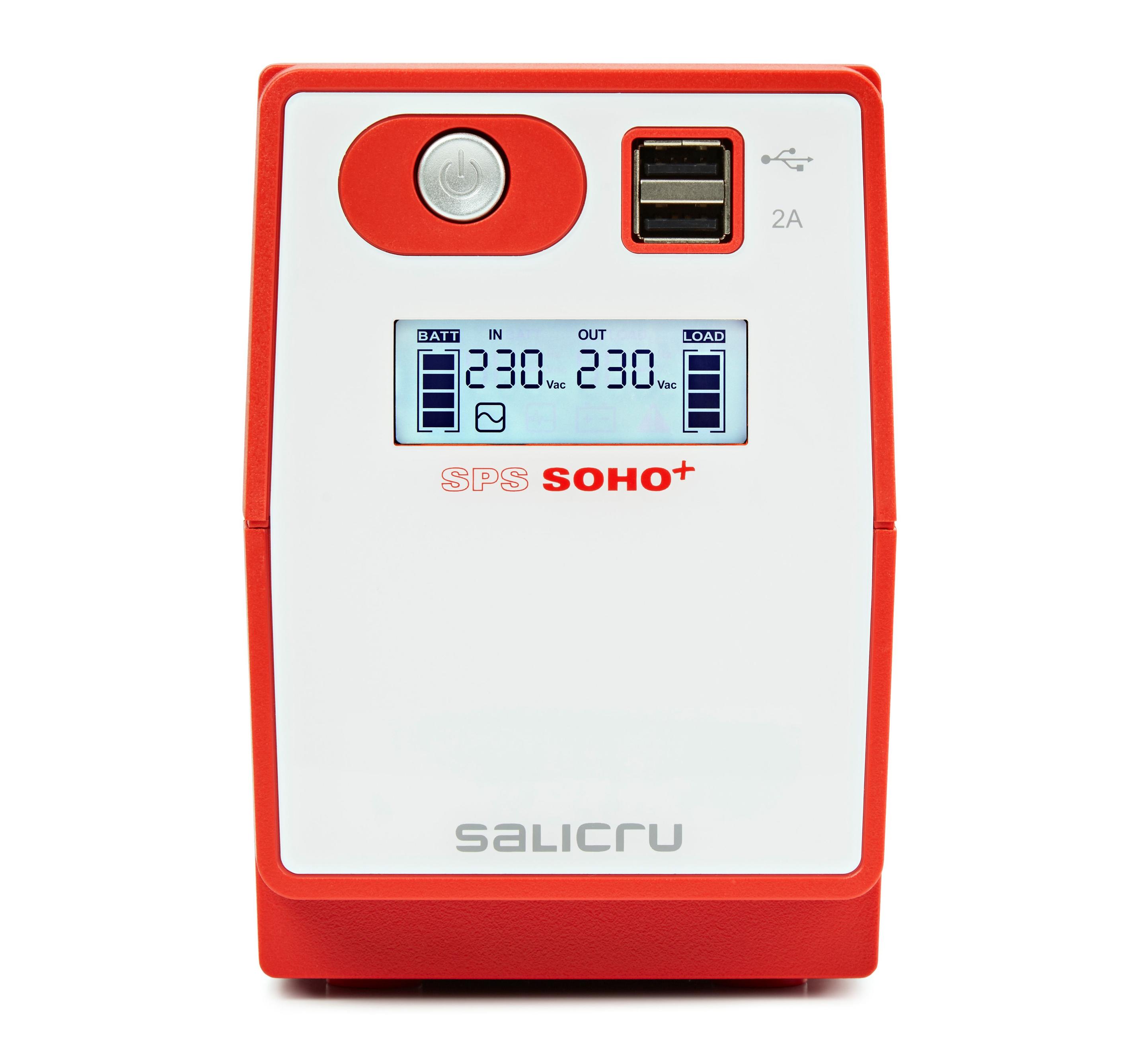 Sistema de Alimentação Ininterrupta UPS SALICRU SPS 500 SOHO+ IEC (Windows, Unix, Mac - Acoplador C13 - Vermelho e Branco), miniatura 2
