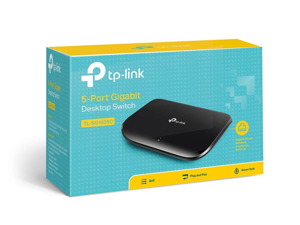 Switch TP-LINK TL-SG1005D V8.0 (Gigabit Ethernet - 10/100/1000 Mbit/s - 10 Gbit/s - Preto), miniatura 4