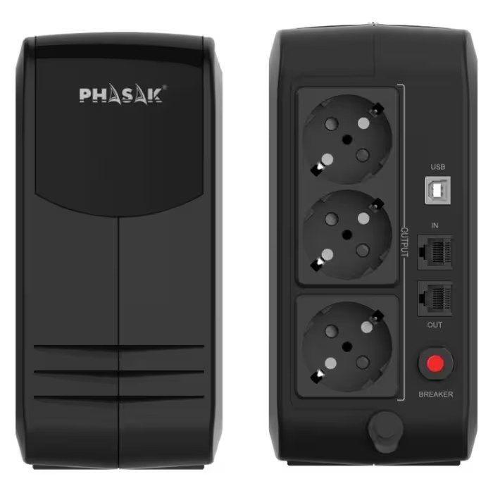 SAI UPS PHASAK Smart Lite PH 9497 (USB, RJ45 - Schuko - Preto) — miniatura 5