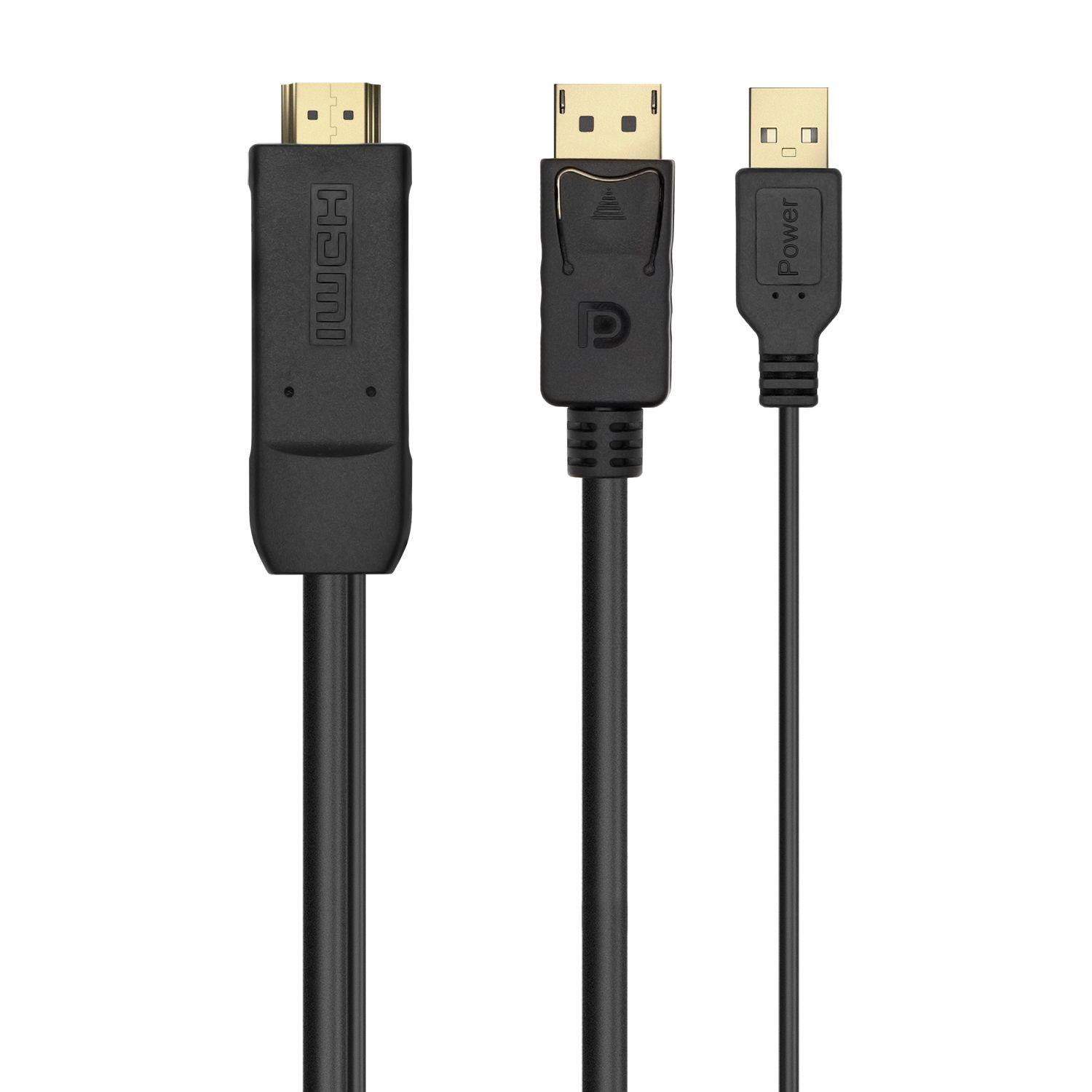 Cabo Conversor Ativo AISENS A122-0641 (1,8 m - DisplayPort + USB Type-A - HDMI Type A - Preto)