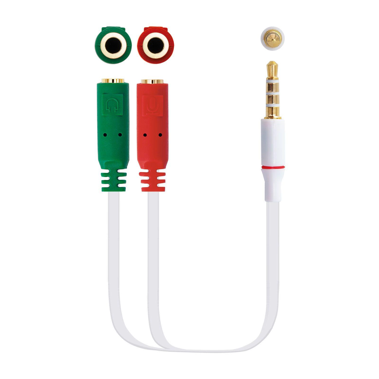 Cabo Adaptador de Áudio NANOCABLE 10.24.1201 (0,2 m - 2 x 3.5mm - 3.5 mm - Branco)