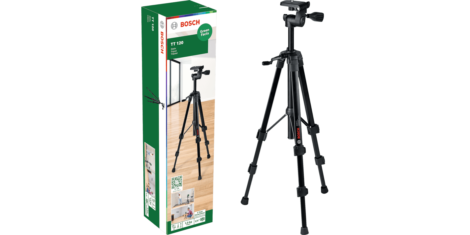 Tripé para Laser BOSCH TT 120 (45-120 cm - Rosca 1/4" - Preto), miniatura 2