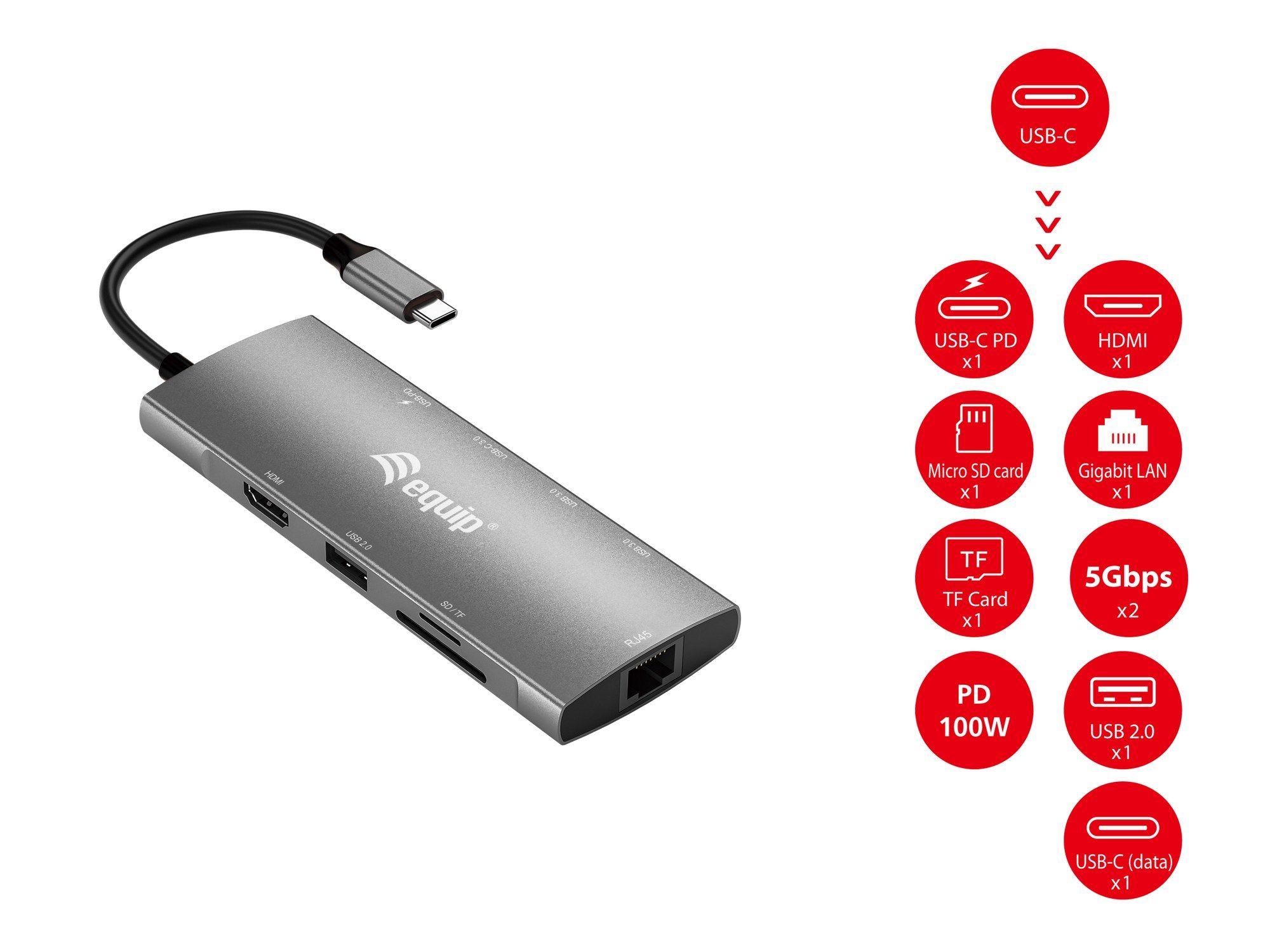 Adaptador Multifuncional USB-C EQUIP 133490 (0,25 m - Cinzento), miniatura 3