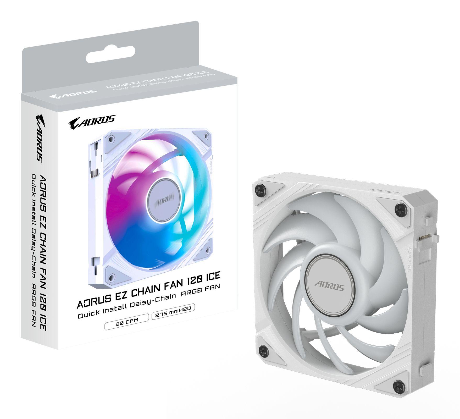 Ventoinha para Caixa de PC GIGABYTE AORUS EZ CHAIN FAN 120 ICE (Não suportado - Branco) — miniatura 7