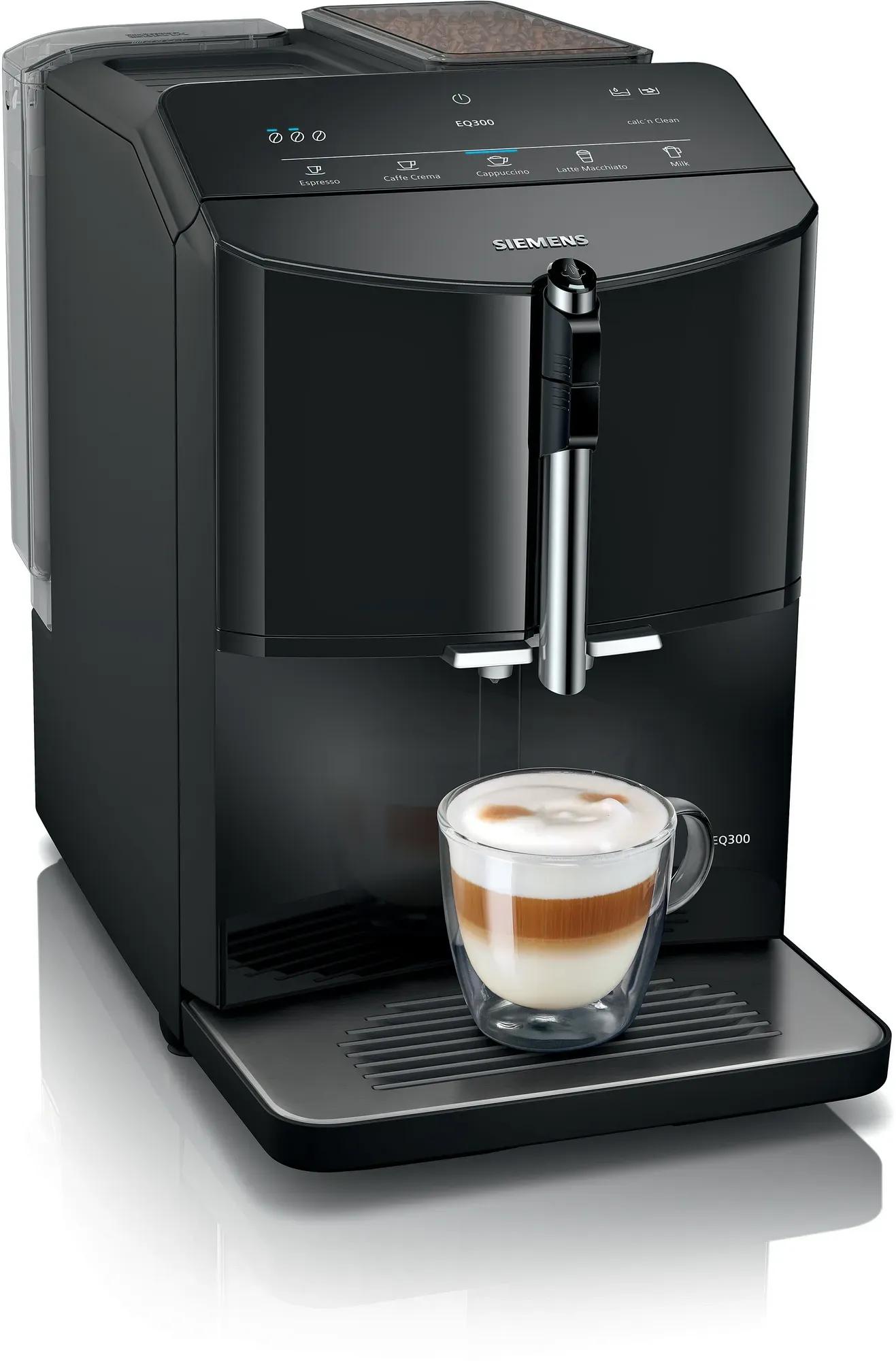 Máquina de Café Expresso Automática SIEMENS EQ.300 TF301E09 (Café em grão, café moído - 1300 W - 15 bar - Preto)