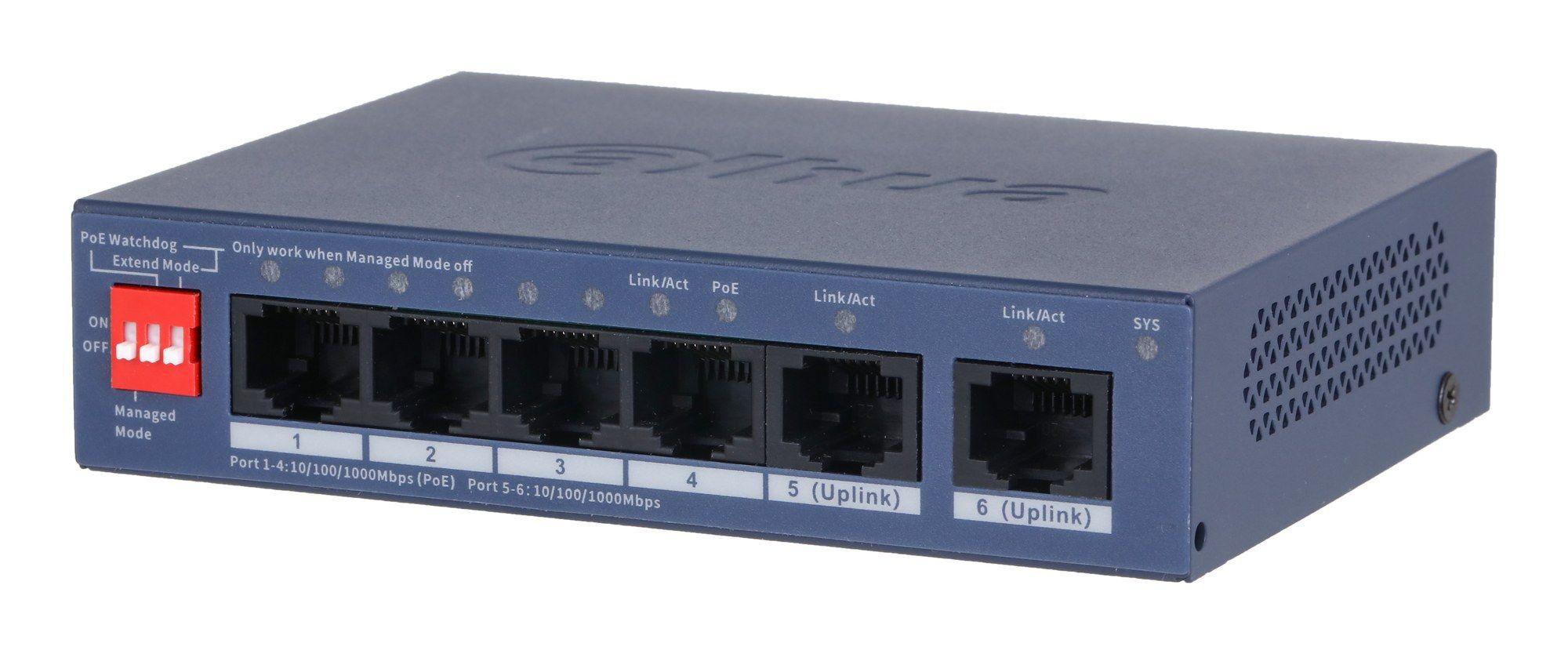 Switch Gerido DAHUA CS4006-4GT-36 (Gigabit Ethernet - 10, 100 e 1000 Mbit/s - 4 MB - Azul)