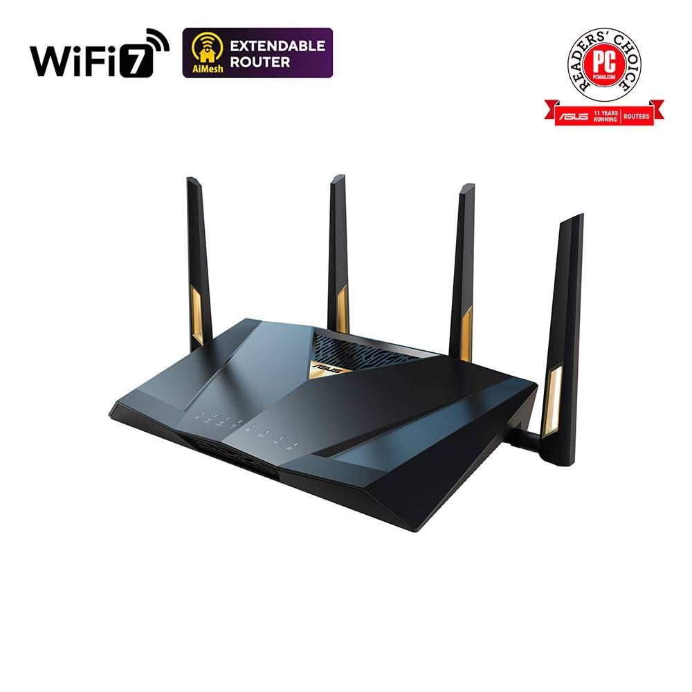 Router ASUS RT-BE88U (Wi-Fi 7 - 5764 Mbit/s - Dual-band - Preto e Cinzento)