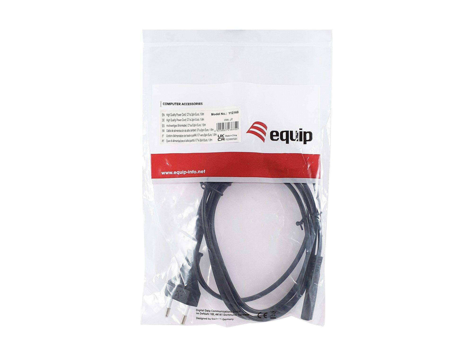 Cabo de Alimentação EQUIP 112160 (1,8 m - Acoplador C7 - Euro de 2 pinos - Preto), miniatura 3
