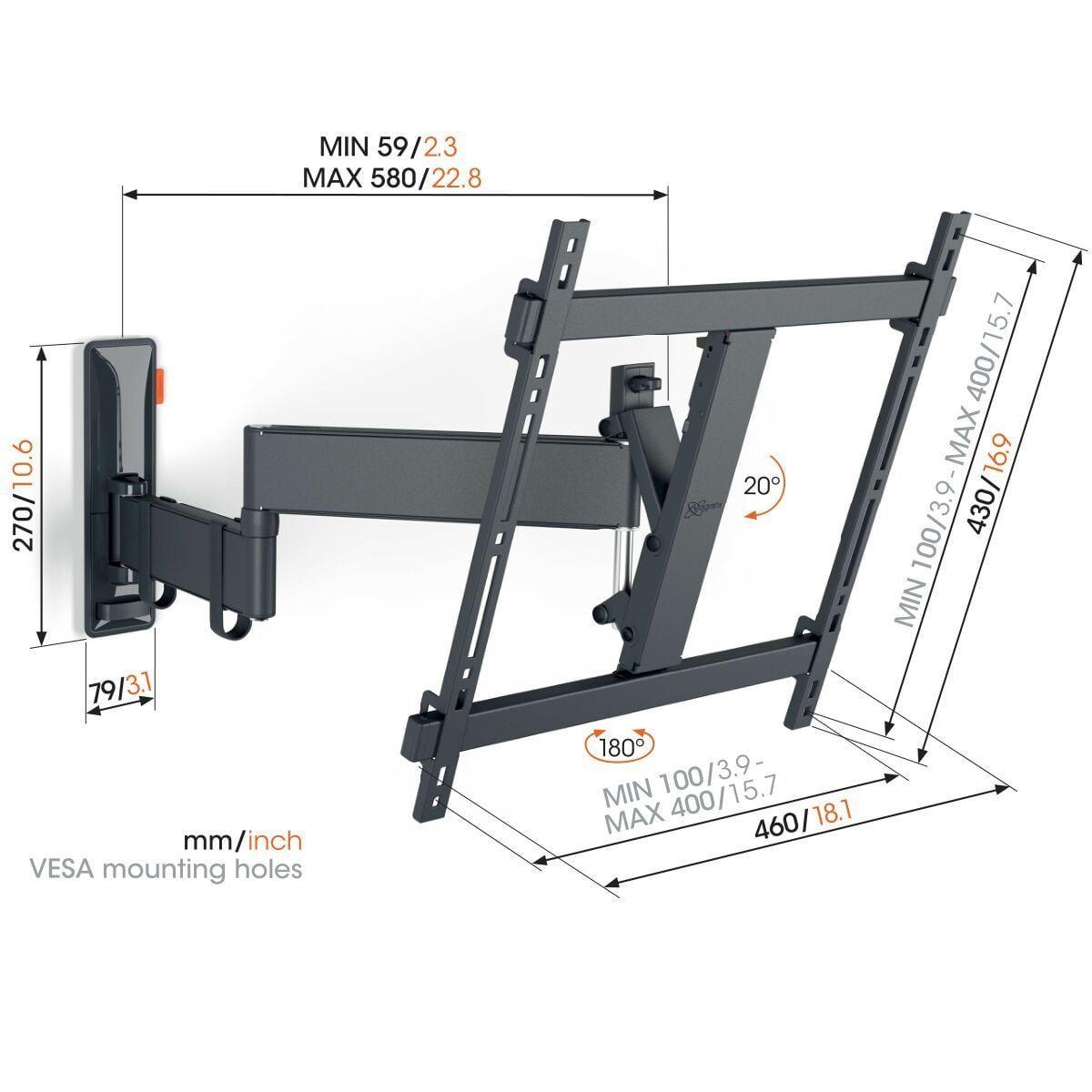 Suporte de Parede para TV VOGEL'S TVM 3443 (32–65 polegadas - 25 kg - Parede articulado - Branco) — miniatura 4