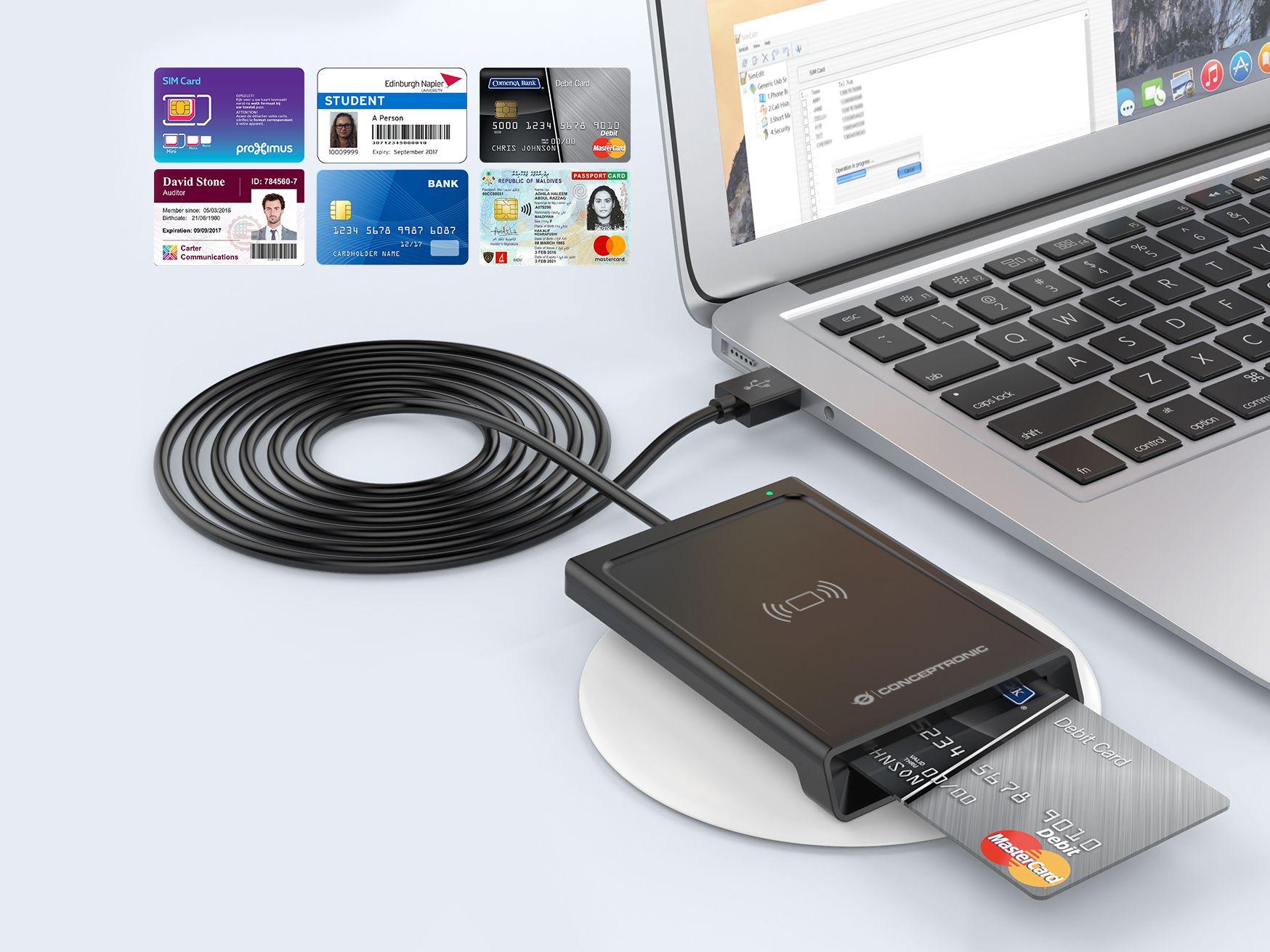 Leitor de Cartões do Cidadão CONCEPTRONIC BIAN11B (USB 2.0 - 1 m - Preto), miniatura 2